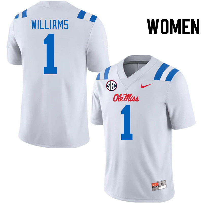 Women #1 Ayden Williams Ole Miss Rebels 2024 New Uniforms College Football Jerseys Stitched-White